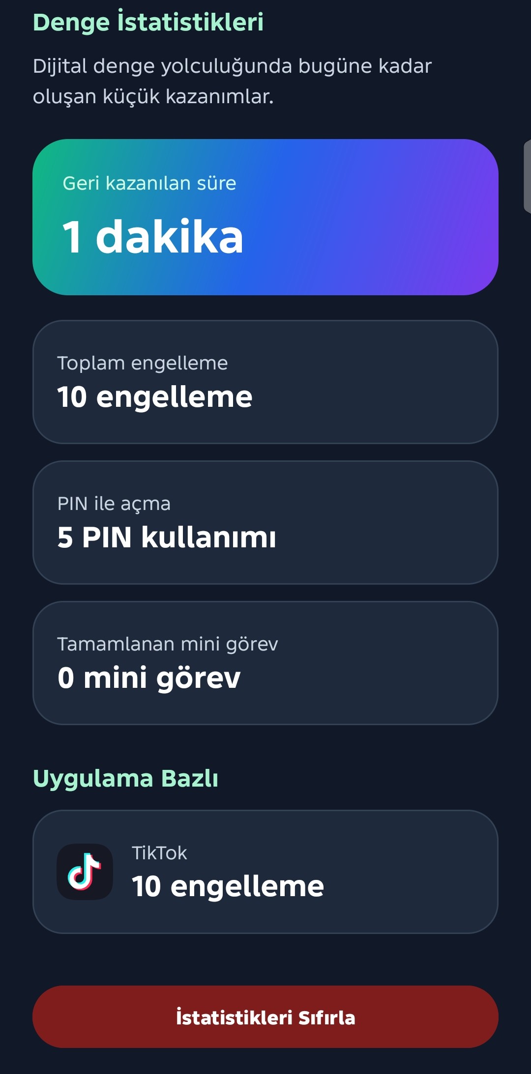 SwapScroll denge istatistikleri ekranı